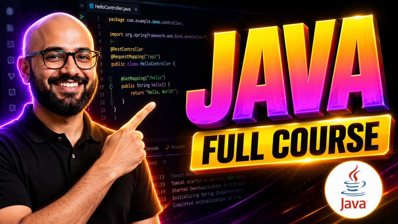 Result of: Java Full Course IDE Tutorial YouTube Thumbnail AI Prompt (Neon Tech)