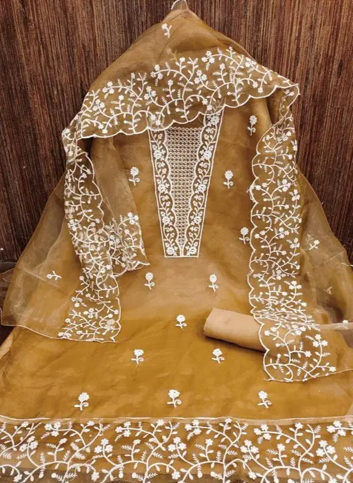 Women Mustad Embroidered Organza Suits & Dress Materials
(R117)