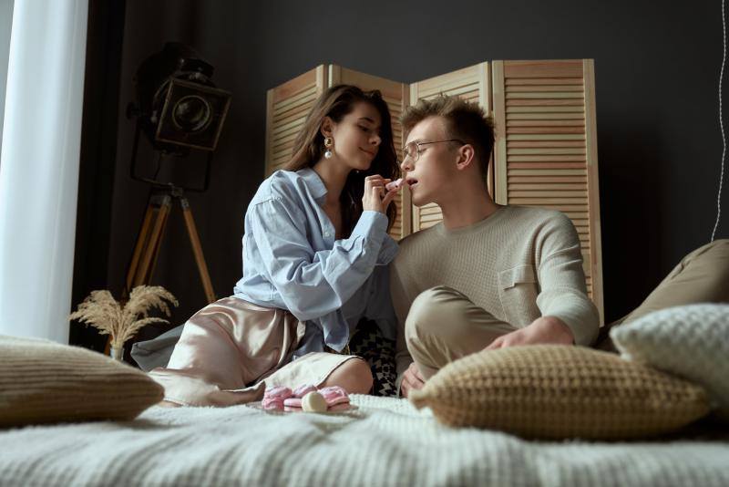 A young couple spending quality time together in a cozy indoor setting, representing honest communication, emotional connection, and modern intimacy. This image aligns with Nancy’s Nook content focused on relationship wellness, comfort, and evolving dating experiences.