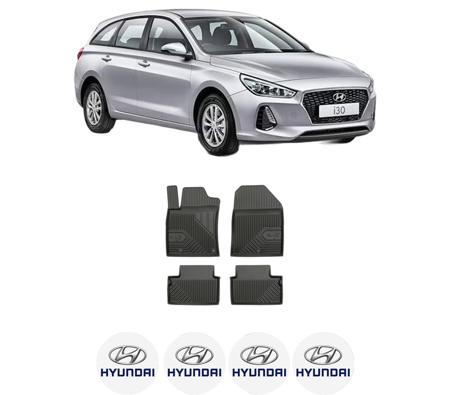 Set covorase presuri HYUNDAI i30 Kombi Van (PDE) din 2017-2020, auto, din cauciuc thermoplastic, 4 Stickere auto cu HYUNDAI
