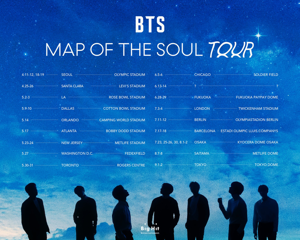 Jadwal konser Map of The Soul Tour
