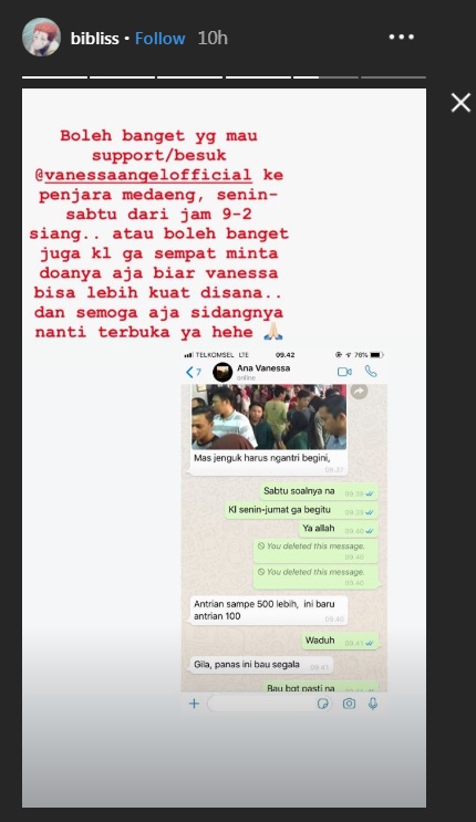 Tangkapan Layar IG Story Bibi Ardiansyah