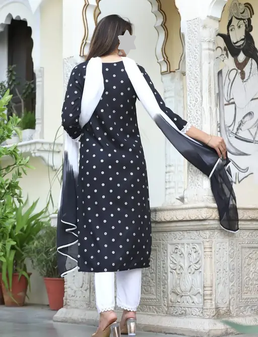 RAYON NECK EMROIDERY 3 PC SUIT FOR WOMAN FASHION Color 3 (R111)