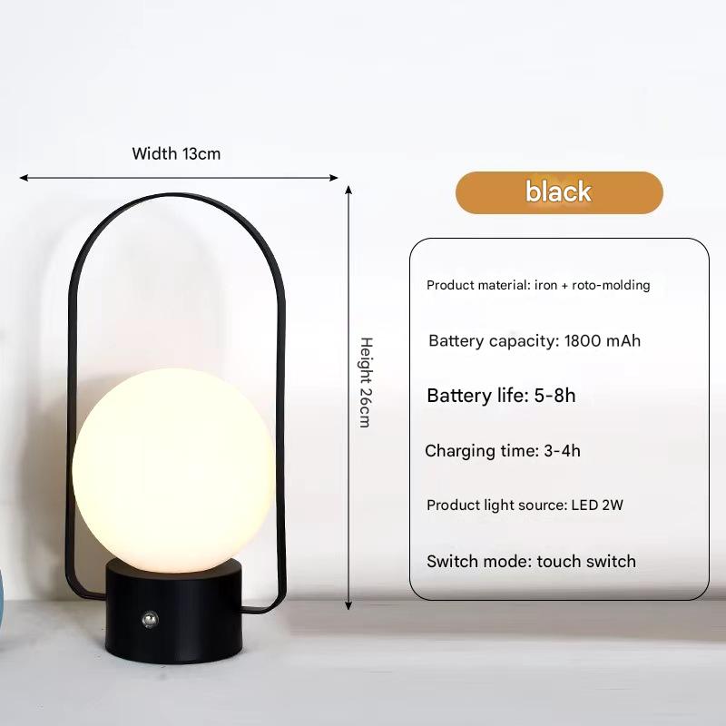 Supplier reference image for Black Portable Rechargeable LED Lantern Lamp - Touch Control 3-Color