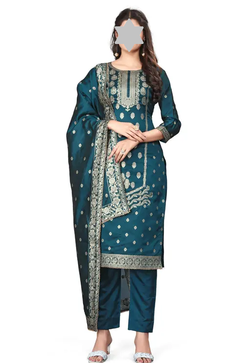 Designer Art Silk Unstitched Suit Material Beautiful Party wear Woven banarasi suit material For Women Kurta Set With Dupatta for Ladies Color 5 (R119)