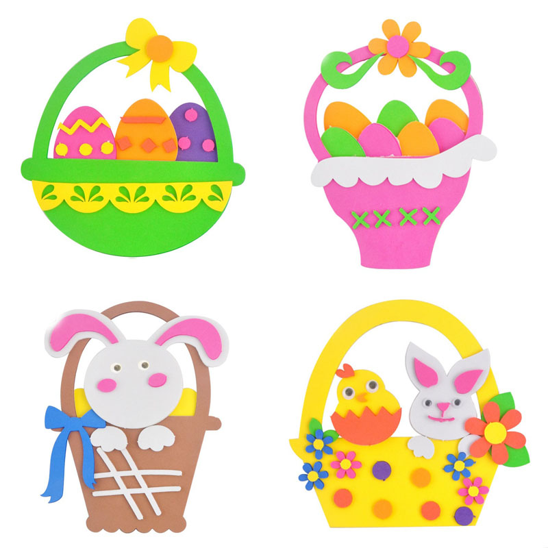 4-Pack Easter EVA Craft Basket Kit – DIY Decorative Set for Kids, Perfect for Holiday Crafts, Classroom Activities & Parent-Child Projects