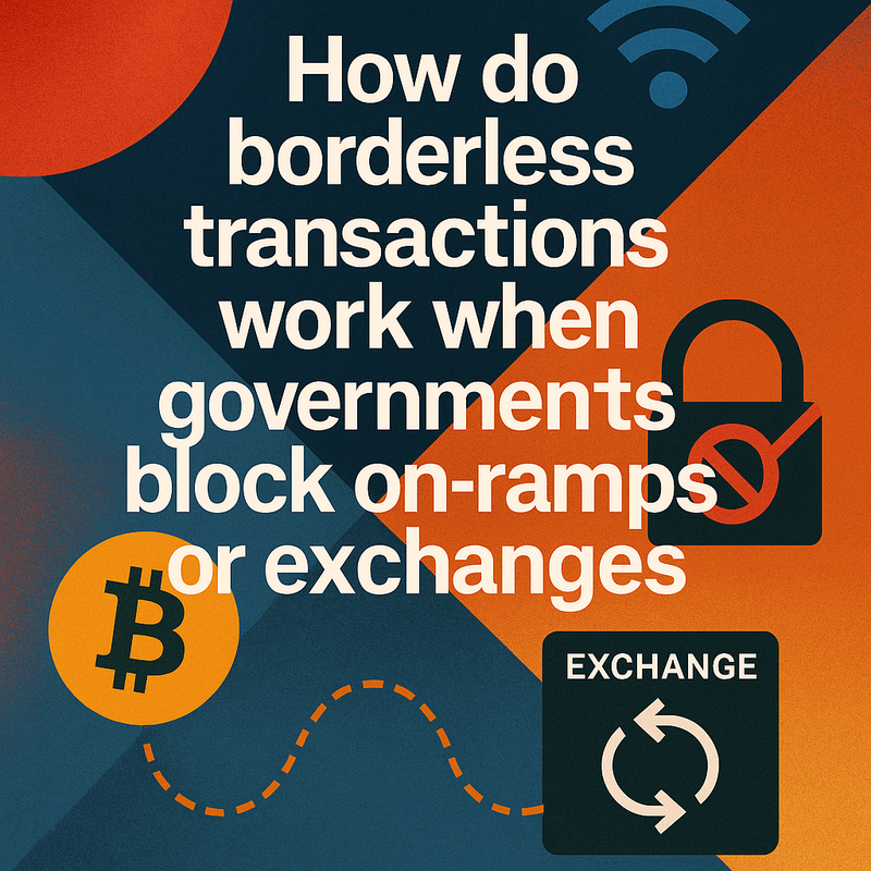How do borderless transactions work when governments block on‑ramps or exchanges