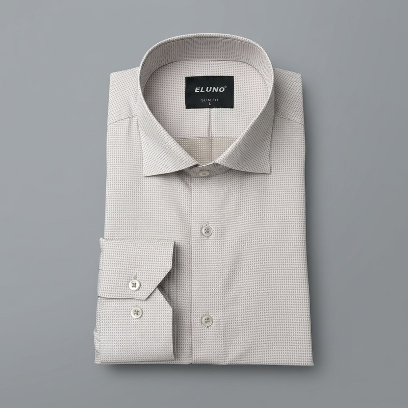 Classic blue and white striped dress shirt with button-down collar
