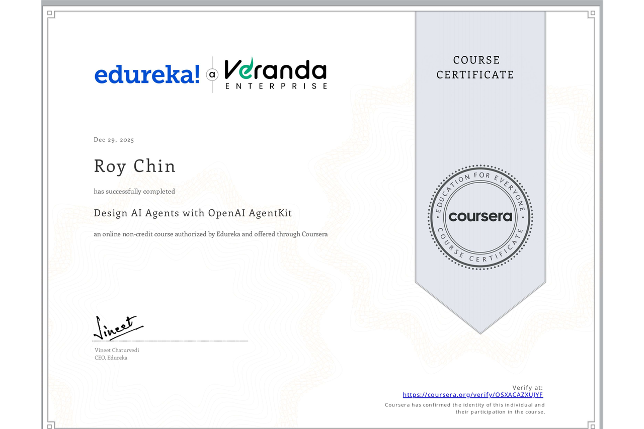 Design AI Agents with OpenAI AgentKit Certificate