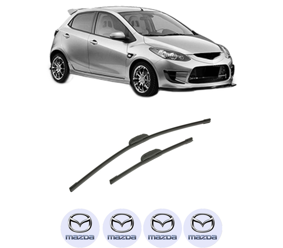 Set stergatoare auto MAZDA 2 (DE_, DH_) din 2007-2015, pentru parbriz auto, 2 bucati, Bosch Aerotwin Retrofit, din cauciuc siliconat rezistent, 4 Stickere Auto MAZDA