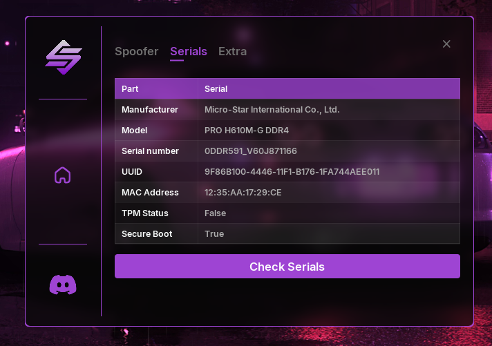 Check Serials Interface