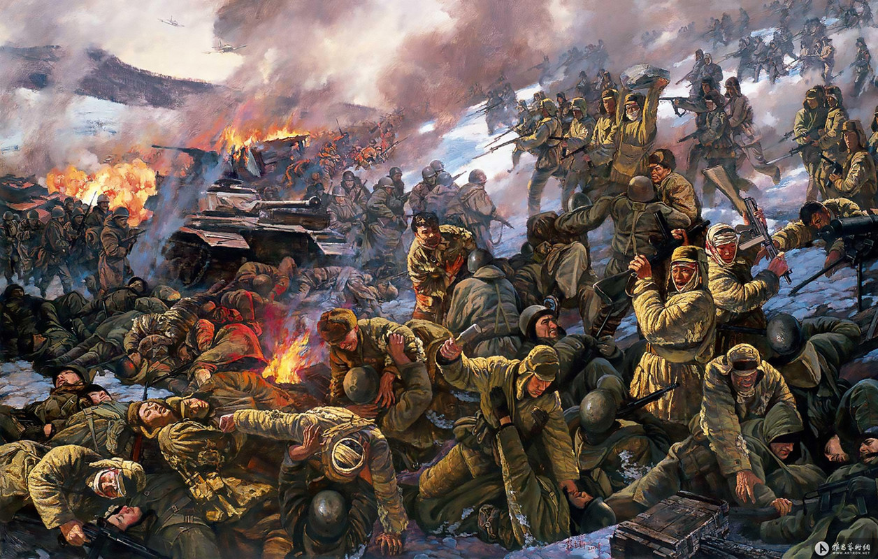 Corea,ataque de la infantería china sobre los americanos