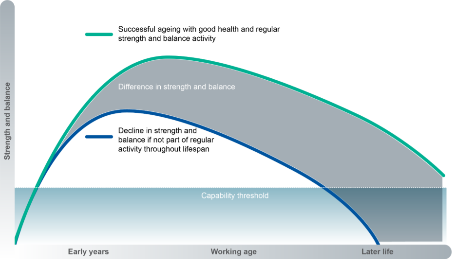 Benefits of strength and balance training through the whole life
