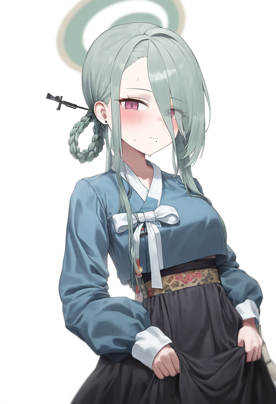 depth of field, 1girl, mina (blue archive), alternate costume, {{{{hanbok}}}}, b s-614369664