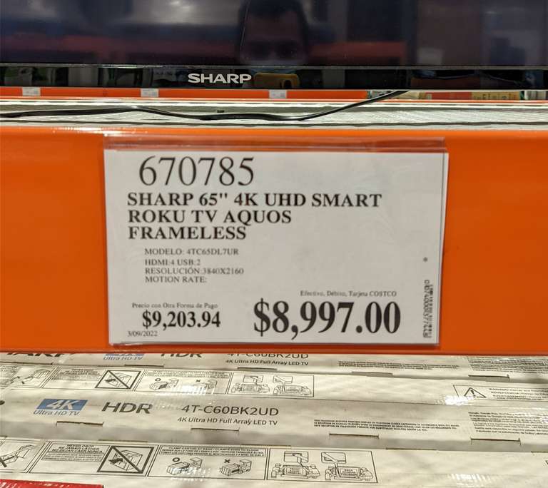 pantalla Sharp 65 costco interlomas 