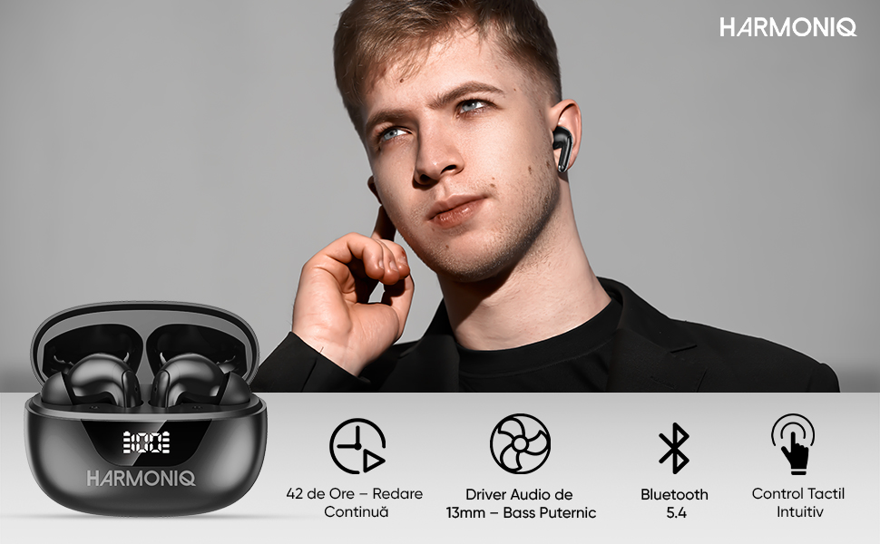 Casti wireless elegante cu tehnologie ANC