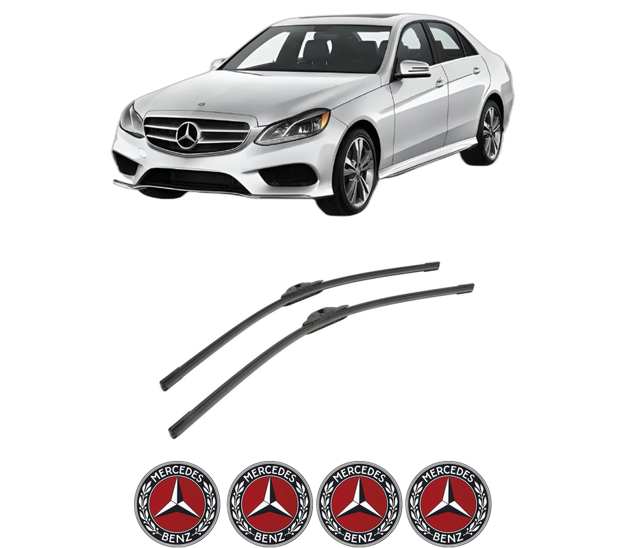 Set stergatoare auto MERCEDES-BENZ E-CLASS (W213) din 2016-2023, pentru parbriz auto, 2 bucati, Bosch Aerotwin, din cauciuc siliconat rezistent, 4 Stickere Auto MERCEDES-BENZ