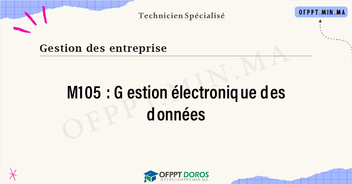 Sommaire détaillé du cours Gestion électronique des données M105 OFPPT - Structure du module