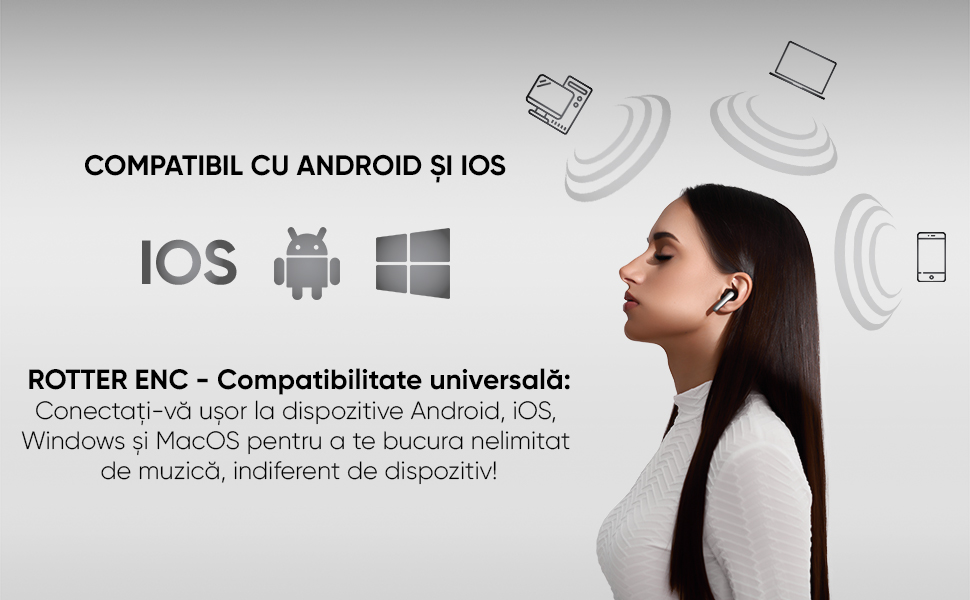 Casti ROTTER compatibil Android iOS Windows