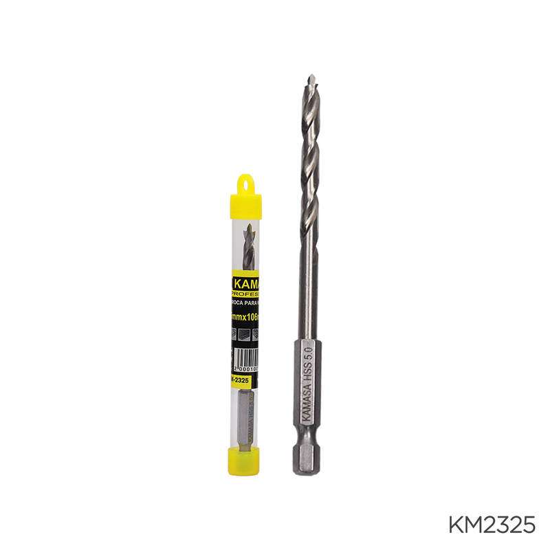 BROCA PARA MADERA HSS CON VASTAGO HEX 1/4" X 5mm KAMASA