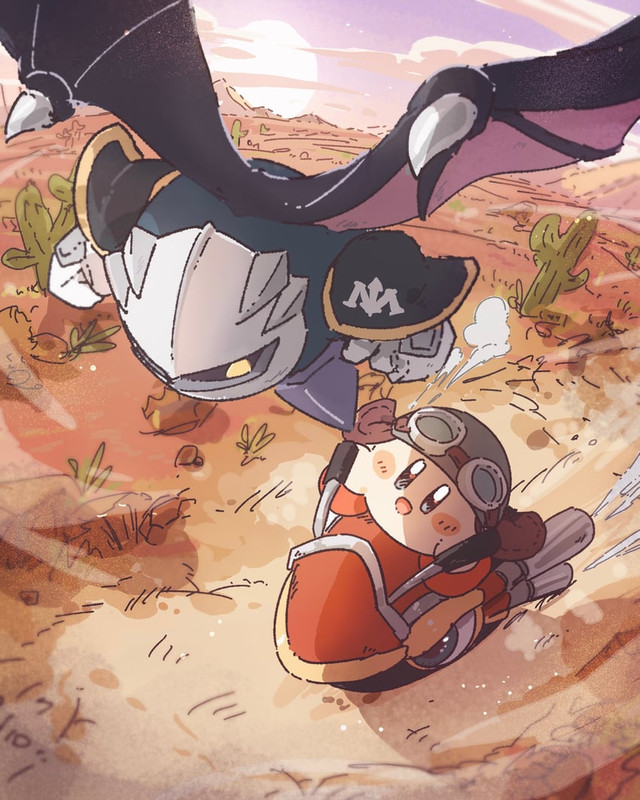 kirby-meta-knight-and-wheelie-kirby-draw