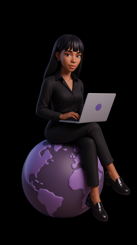 Animação central — Taina com laptop