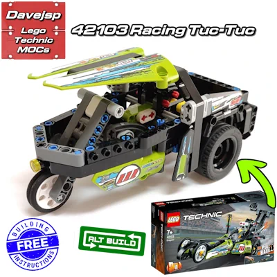 Tuc-tuc transport vehicle alternative build using only bricks from the LEGO Technic set 42103 Dragster