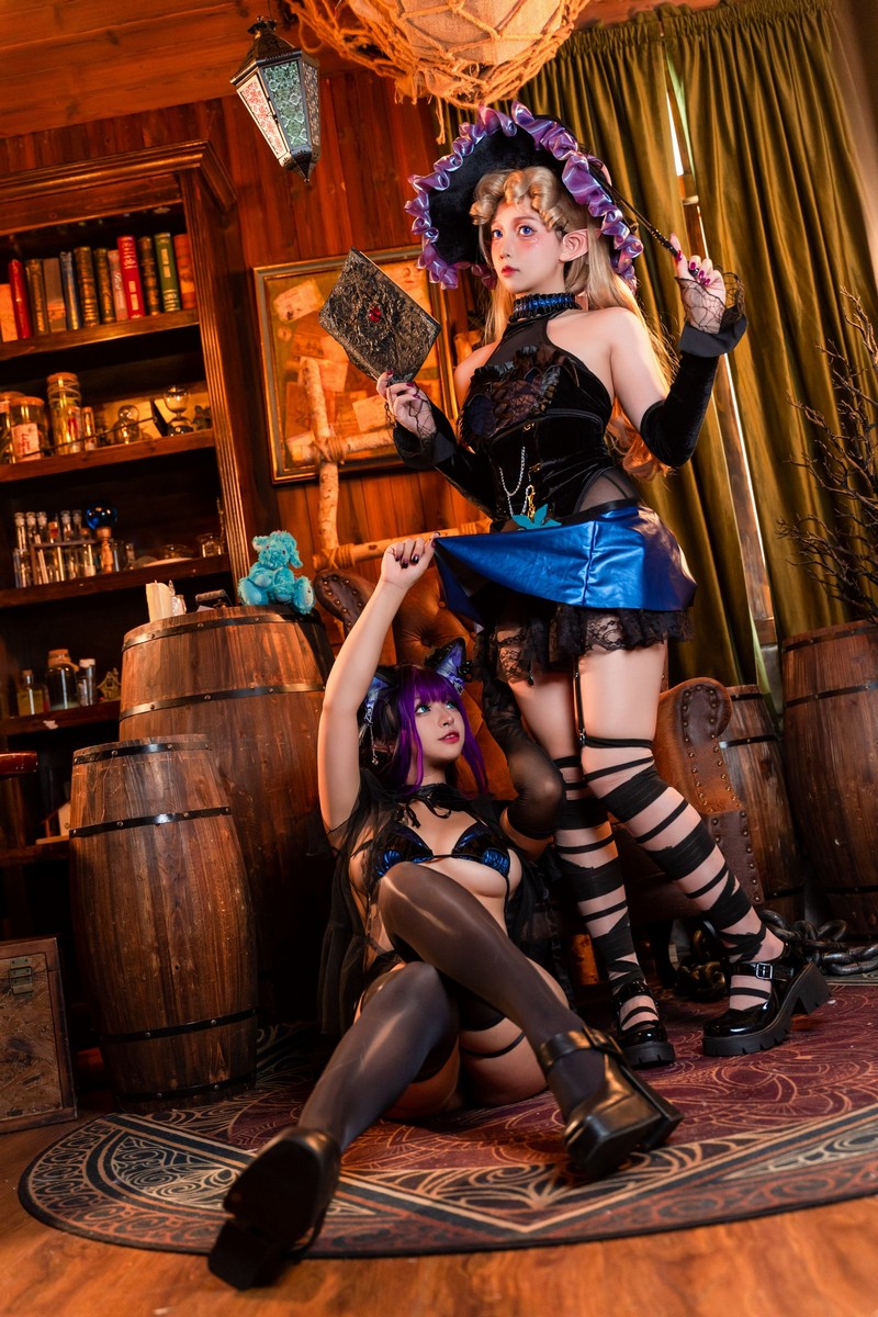 小和甜酒 & 橙风千雅 魔女猫咪 Cosplay 高清双人写真 [118P-751.6M]插图6