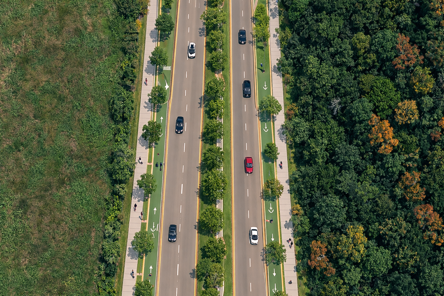 Aerial rendering of the MovePearland proposed redesign