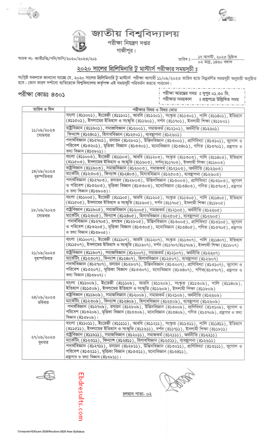 NU Preliminary To Masters Exam Routine