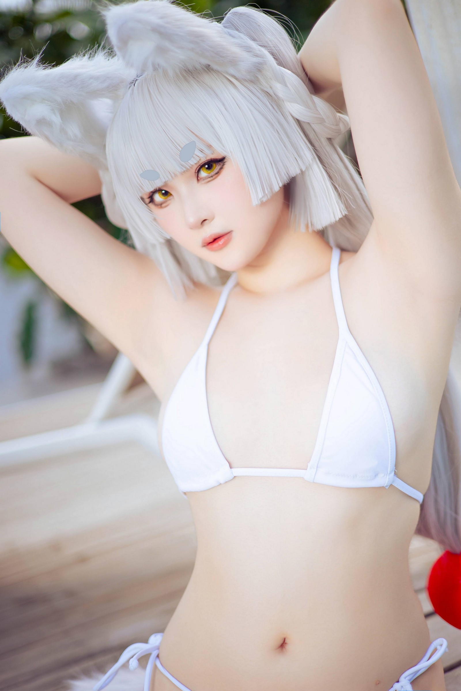 屿鱼 Yuyu 白毛狐狸 兽耳 Cosplay 写真集（19P｜36MB）插图1