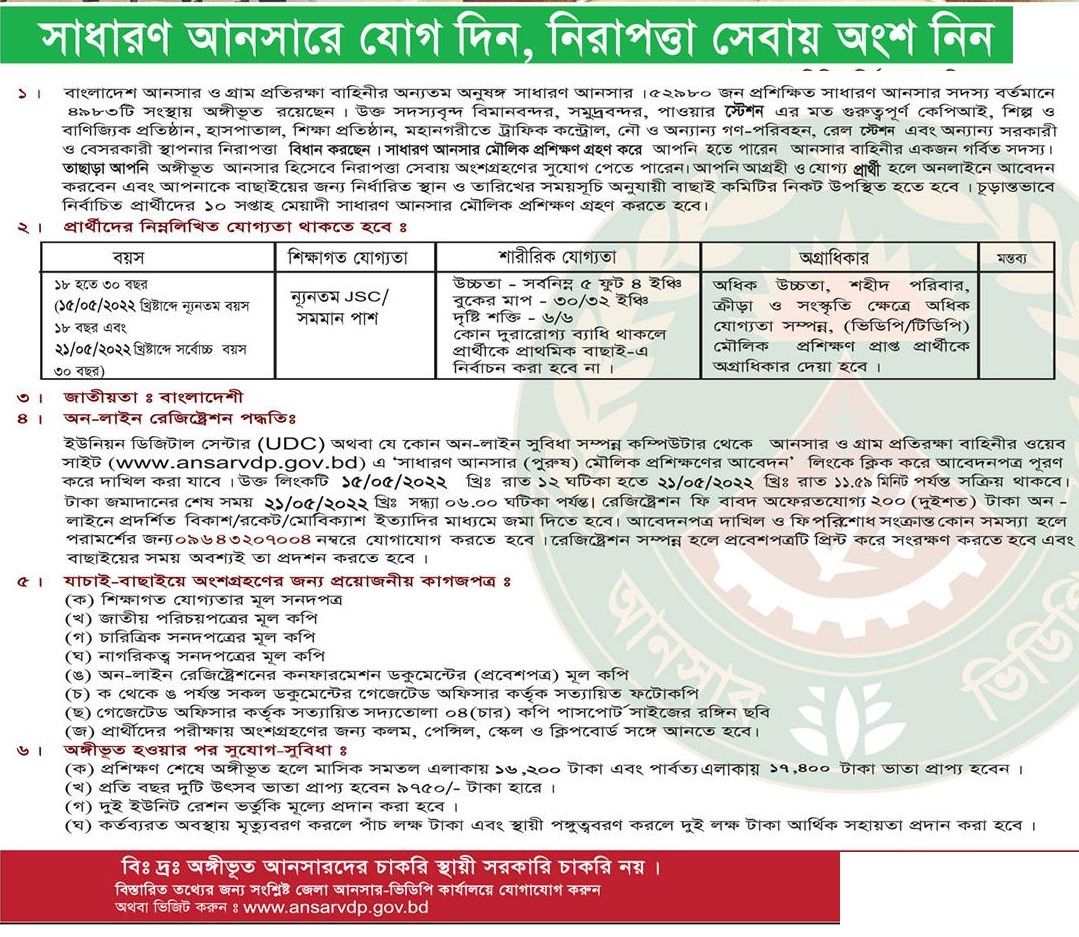 Ansar Battalion Job Circular 2022 PDF