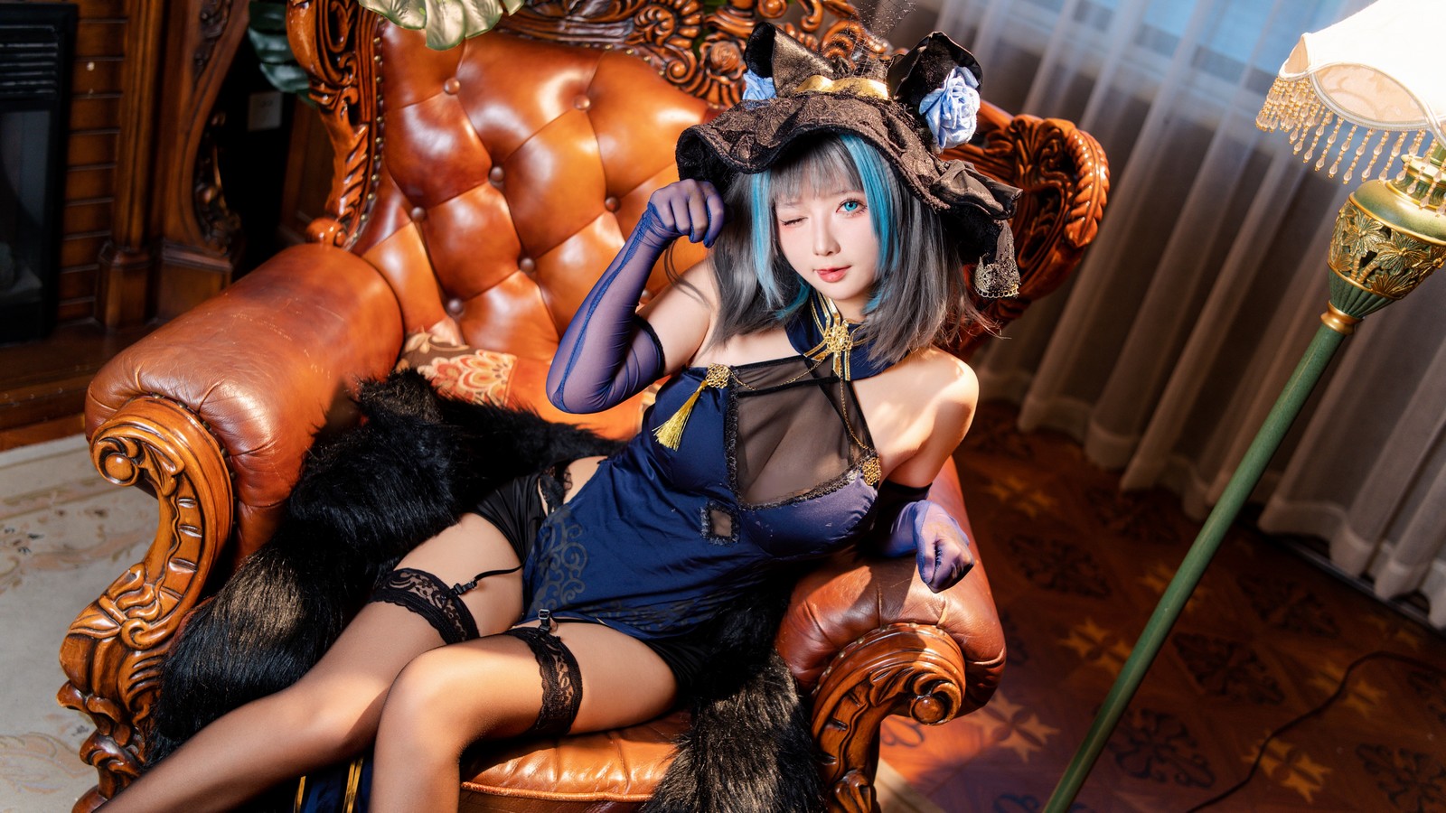 喜欢爱理吗COS二次元写真：柴郡旗袍高清图集（36P-453.8M）插图5