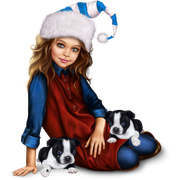 christmas_elf_girl_with_boston_terrier_puppy 14