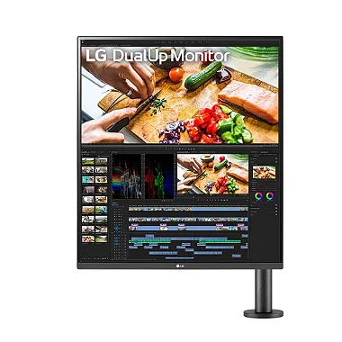 Monitor LG DualUp Ergo 28MQ780-B em modo pivotado