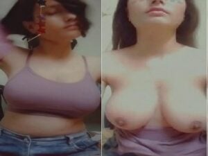 Indian girl big boobs flaunting on selfie nude video