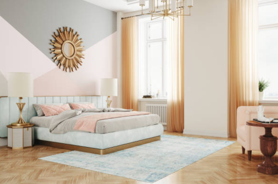 wallpaper dinding kamar tidur geometris