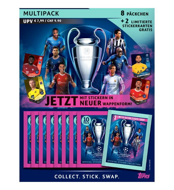 ΟΜΑΔΙΚΗ ΠΑΡΑΓΓΕΛΙΑ TOPPS CHAMPIONS LEAGUE 2021-22 (1-644 & LS1- LS104 & LE1 - LE8)  Topps-champions-league-stickers-2021-2022-multipack