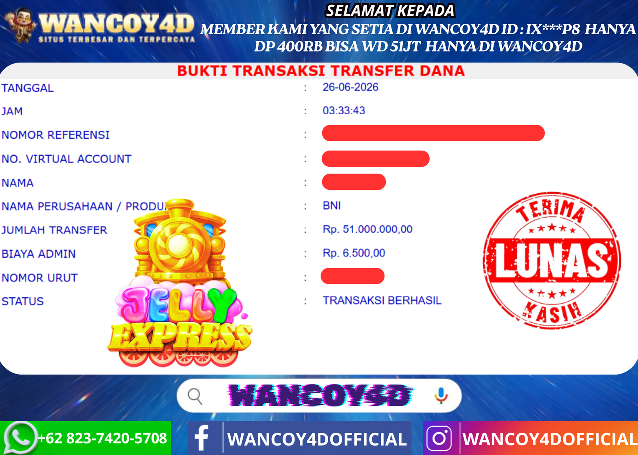 WANCOY4D JELLY EXPRESS PRAGMATIC RP.51.000.000 -LUNAS