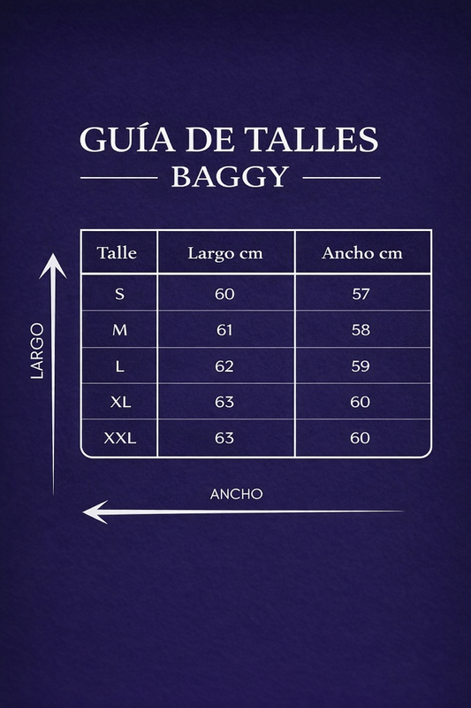 Tabla de talles Bermuda Baggy R&uacute;stico