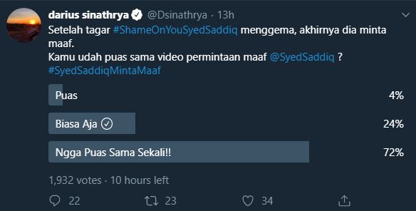 Polling twitter Darius Sinathrya