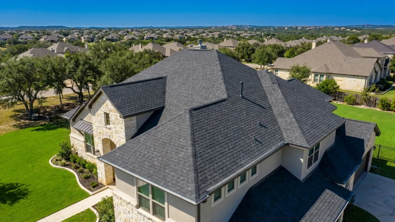 Completed roof replacement on San Antonio residential home with new shingles