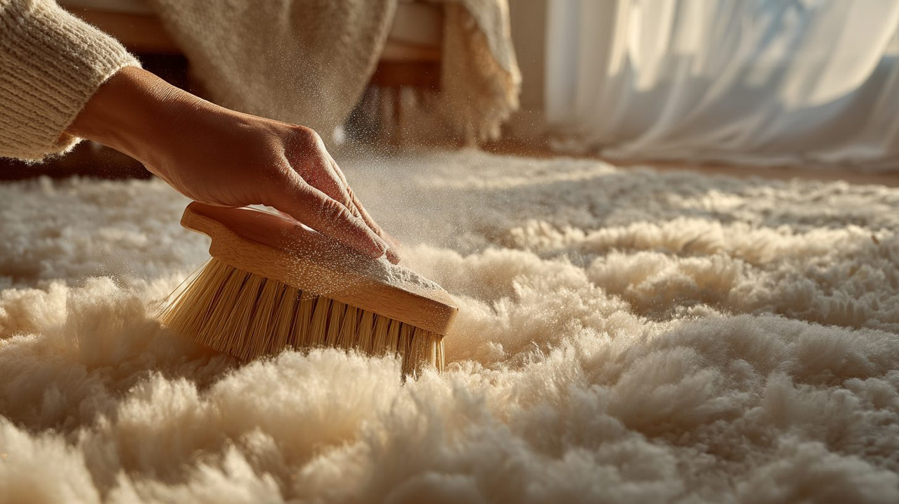 Домашняя чистка ковров с использованием соды и щетки