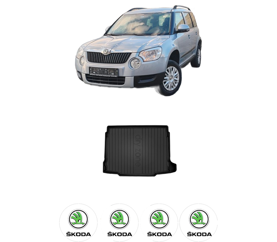 Tavita Portbagaj SKODA YETI (5L) din 2009-2017, Protectie Portbagaj Auto, 4x Stickere auto cu SKODA