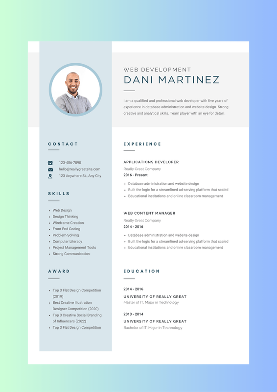 Blue Clean Professional CV Resume preview