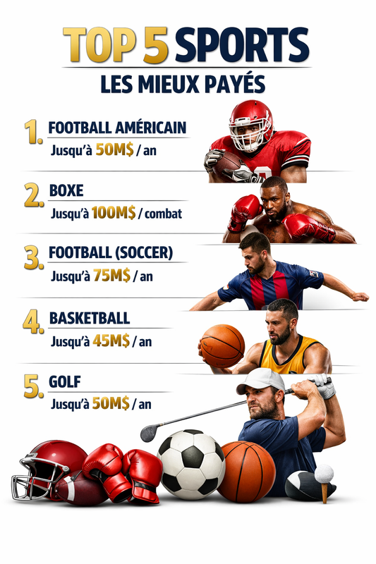 Top 5 des sports les mieux payés au monde (revenus détaillés)