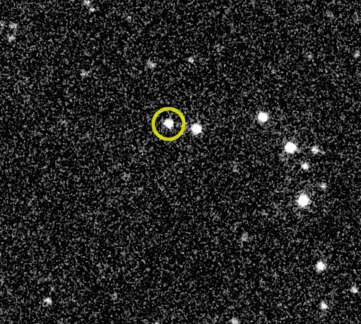 Nel cerchio giallo la fonte dell'esplosione GRB 221009.