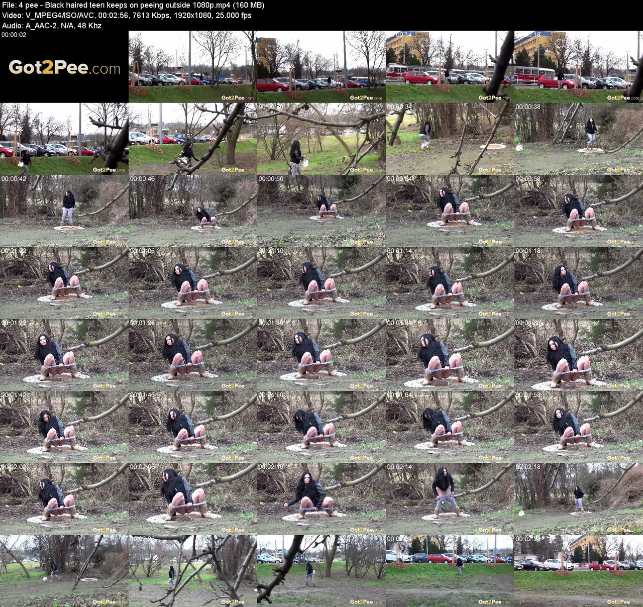 4 pee Black haired teen keeps on peeing outside 1080p