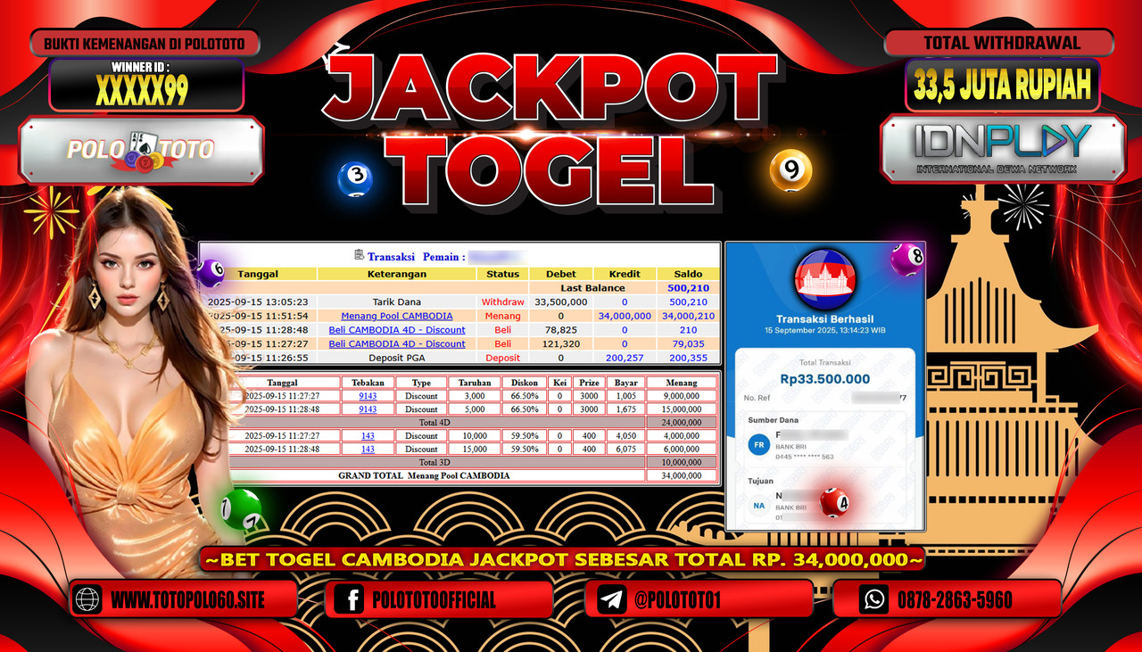 POLOTOTO JACKPOT TOGEL POOL CAMBODIA Rp.33.500.000,-LUNAS