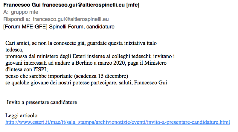 AAA "Spinelli Forum" – Berlino 5 e 6 marzo 2020 – A spese dei governi di provenienza! Segnalazione-Spinelli-Forum